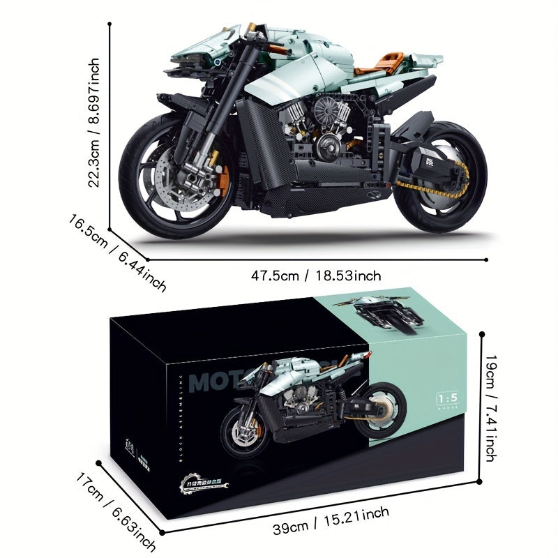 2176-Piece 1:5 Scale Motorcycle Model plastic Building Blocks