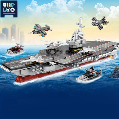 546pcs Military Series 8 In 1 Aircraft Carrier Educational Puzzle Small Building Blocks DIY Assembling Toys