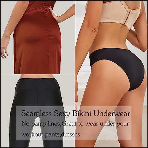 Seamless Underwear for Women No Show Panties Invisibles Briefs Soft Stretch Bikini Underwears 6 Pack