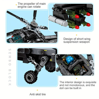 704pcs City SWAT Armed Helicopter Building Blocks - Perfect Easter Day Gift for Boys