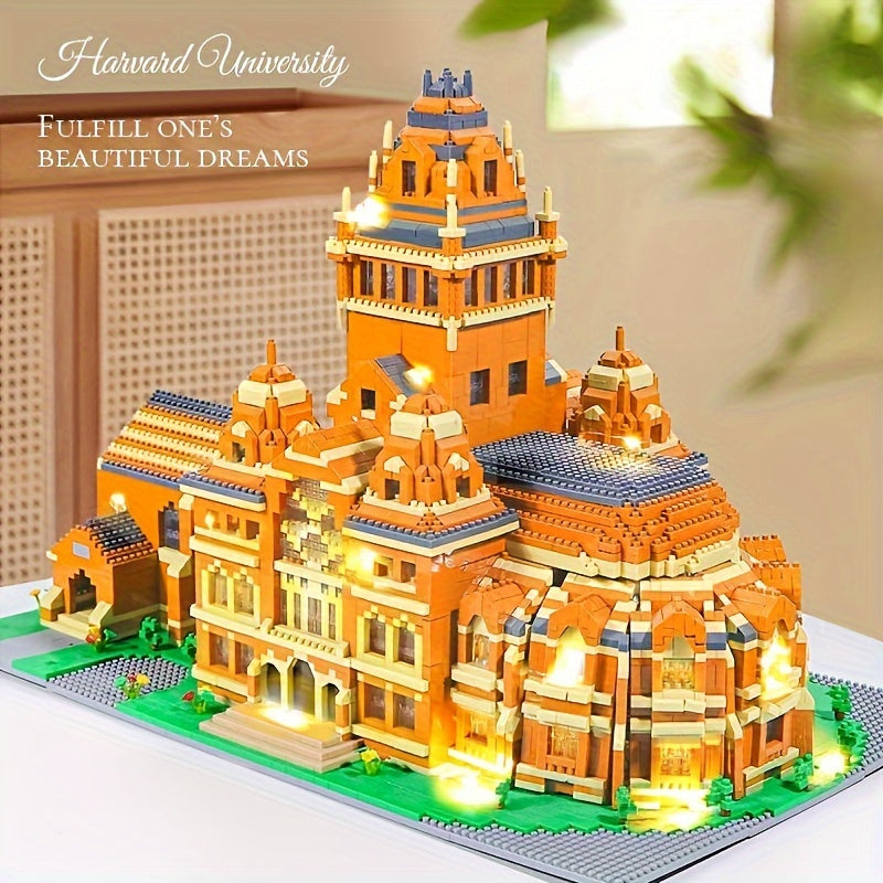 3500+pcs A super stunning Harvard University architectural micro particle building block assembly toy