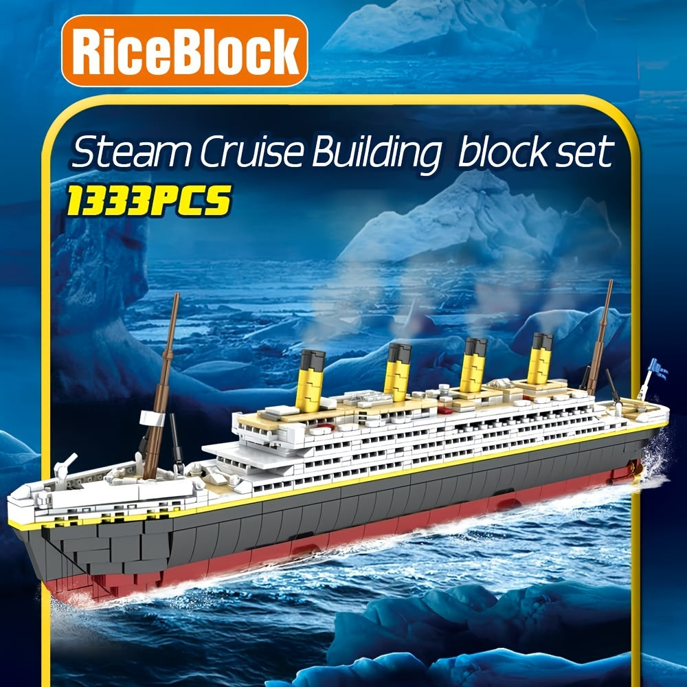 Large Titanic Model Building Block Kit, 1333 Pieces Adults Challenging Huge Titanic Cruise Ship Model Building Set Toys