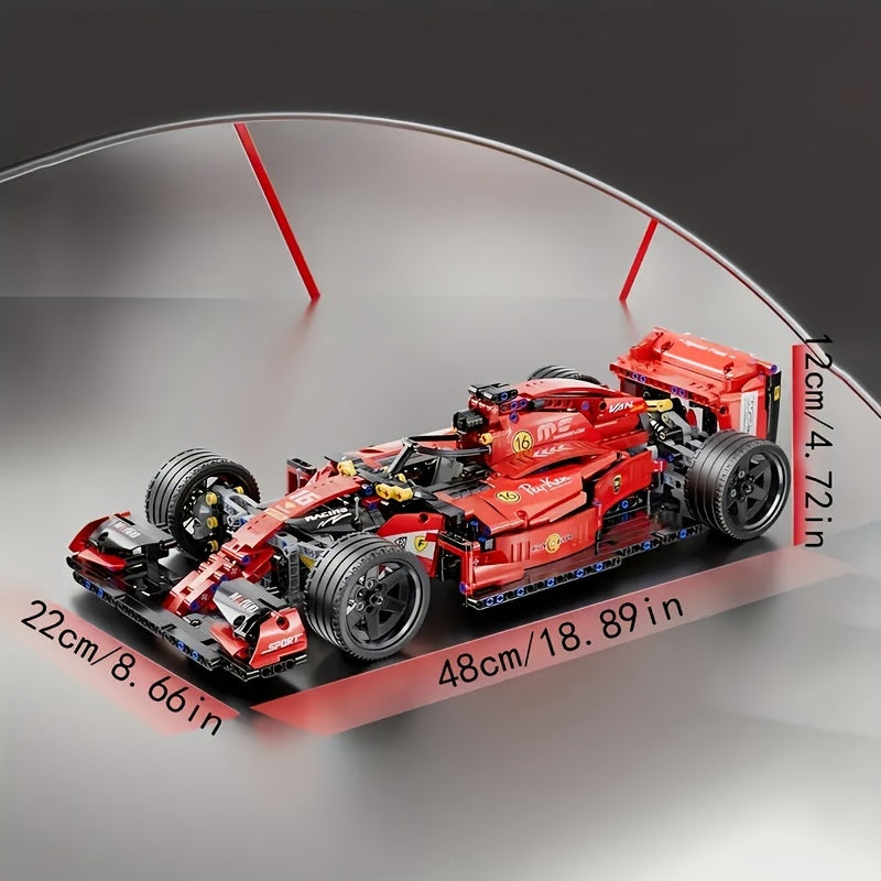1200+pcs Red Equation Supercar Building Blocks Ornament, High Difficult Inserted Toy, Birthday Gift, New Year Gift Easter Gift