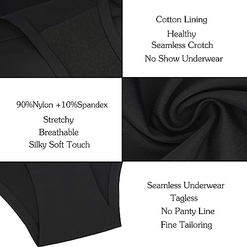 Seamless Underwear for Women No Show Panties Invisibles Briefs Soft Stretch Bikini Underwears 6 Pack