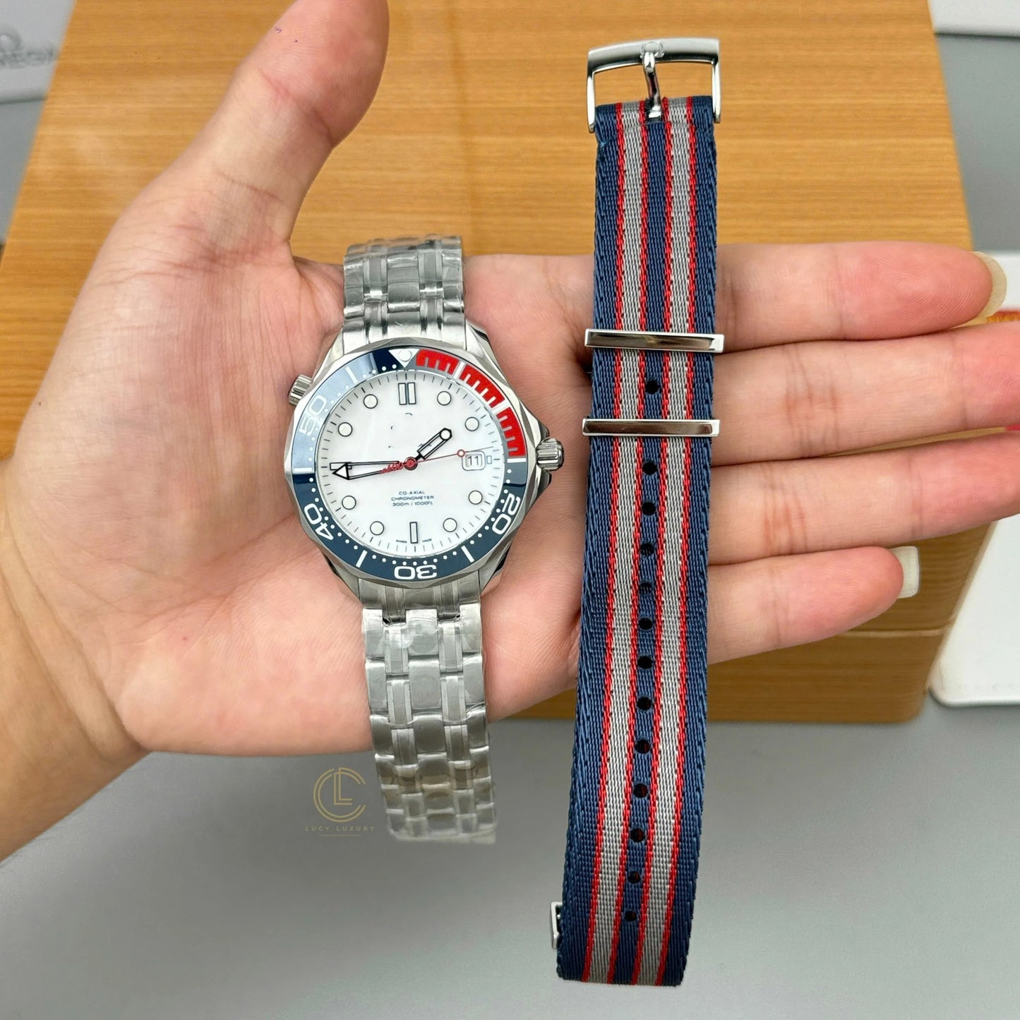 Sport Diving Automatic Mechanical Watch, 300m Waterproof Men's Steel Band Wristwatch, Two-Tone Ceramic Bezel Luminous Diver Watch