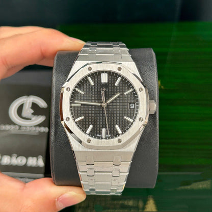 【#A288】Octagonal Steel Watch With Grid Dial & Date Window For Men