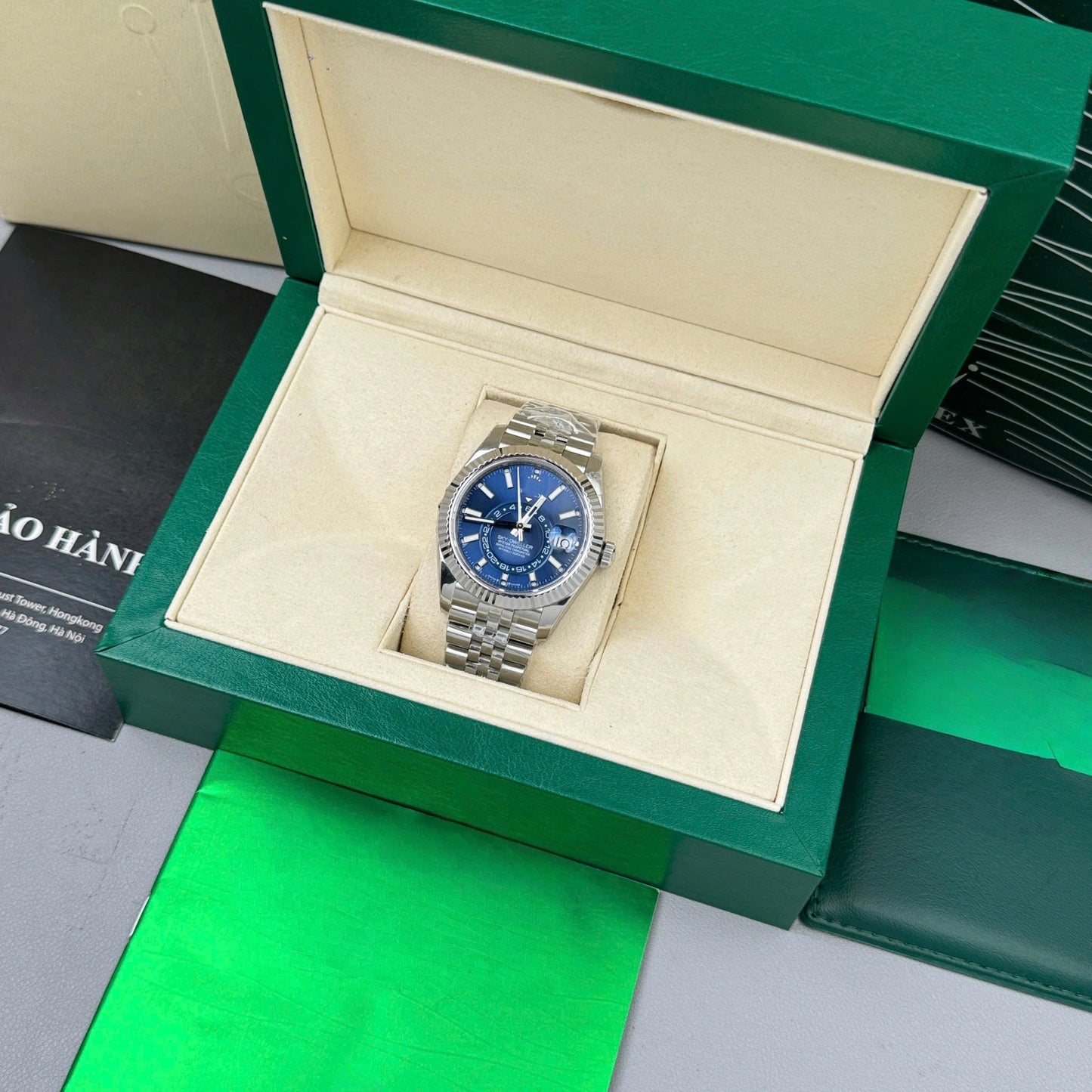Men's Blue Dial Dual Time Zone Automatic Mechanical Watch