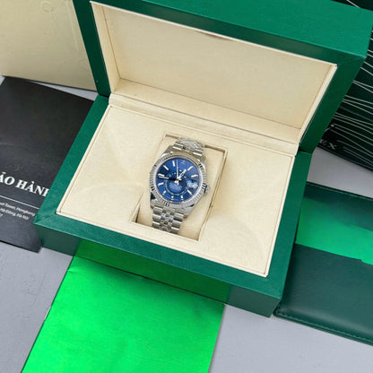 Men's Blue Dial Dual Time Zone Automatic Mechanical Watch