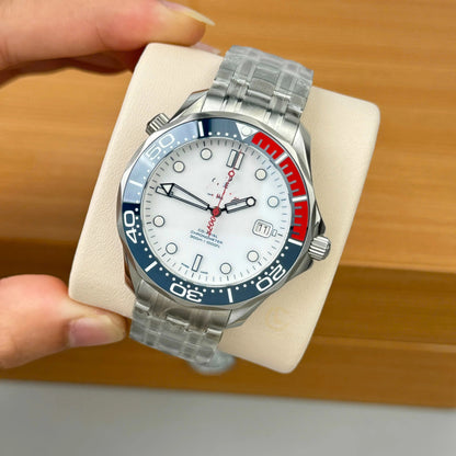 Sport Diving Automatic Mechanical Watch, 300m Waterproof Men's Steel Band Wristwatch, Two-Tone Ceramic Bezel Luminous Diver Watch