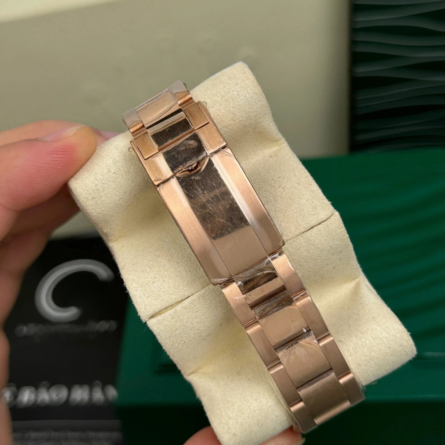 Rose Gold Rainbow Bezel Chronograph Watch