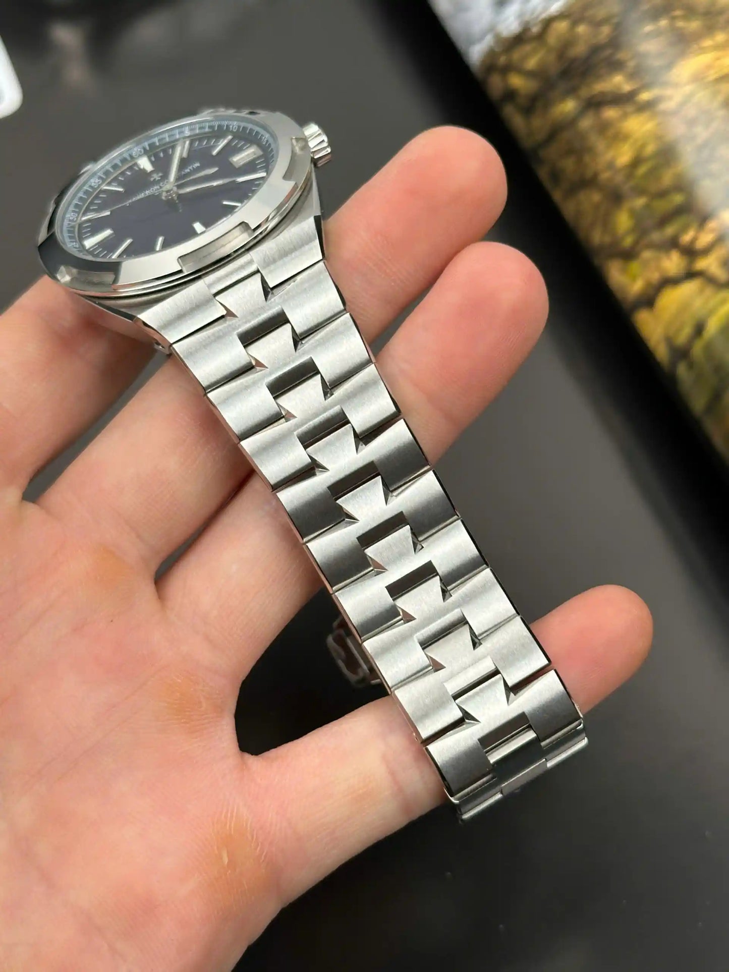 Men's Automatic Mechanical Watch With Blue Dial And Steel Bracelet