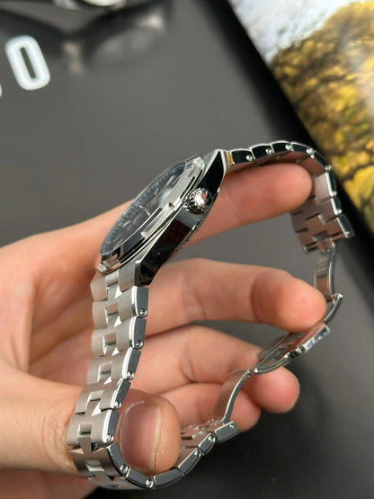 Men's Automatic Mechanical Watch With Blue Dial And Steel Bracelet