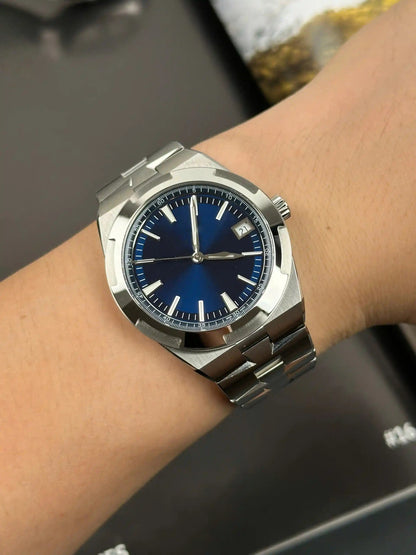 Men's Automatic Mechanical Watch With Blue Dial And Steel Bracelet