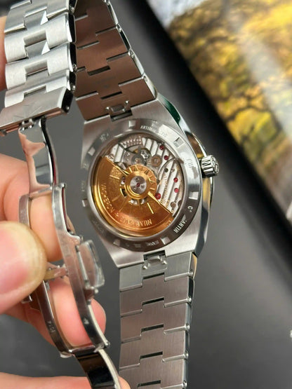 Men's Automatic Mechanical Watch With Blue Dial And Steel Bracelet