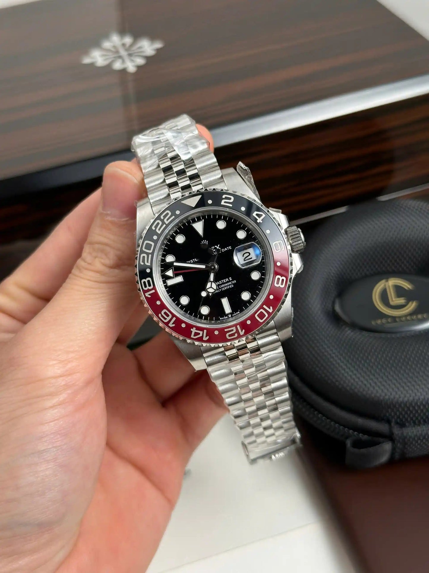Black & Red Bezel GMT Automatic Watch