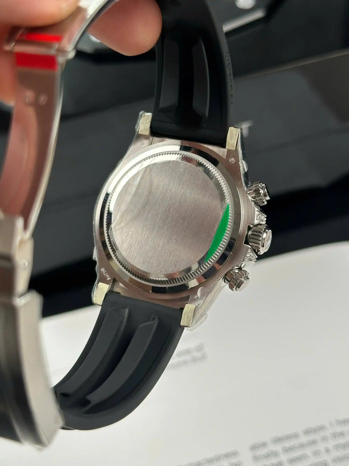 Men's Chronograph Watch With Diamond Bezel And Rubber Strap