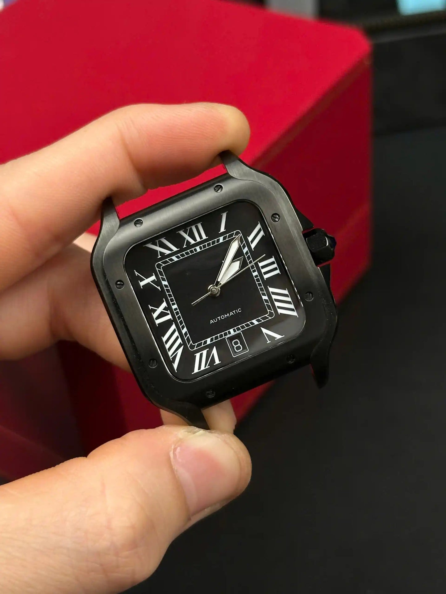 【#A271】Men's Automatic Mechanical Watch With Square Case & Roman Numeral Dial