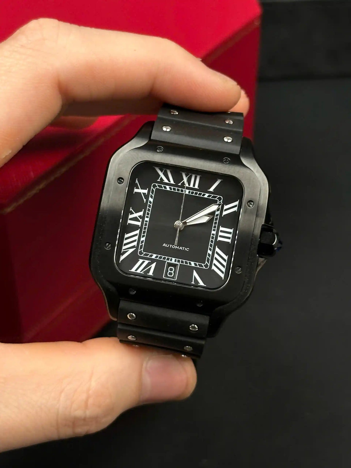 【#A271】Men's Automatic Mechanical Watch With Square Case & Roman Numeral Dial