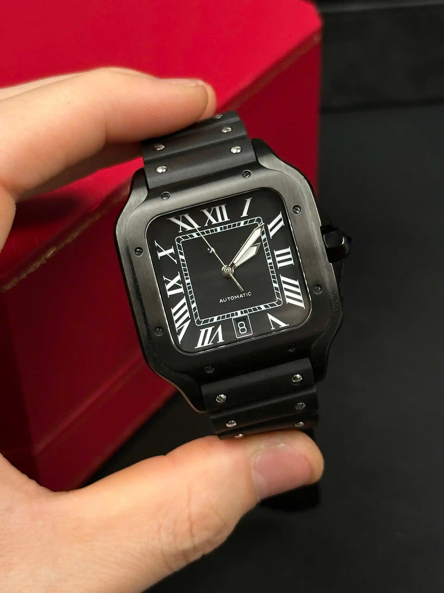 【#A271】Men's Automatic Mechanical Watch With Square Case & Roman Numeral Dial