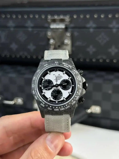 Carbon Fiber Chronograph Watch with Panda Dial