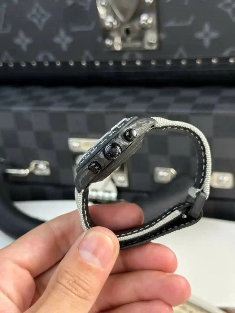 Carbon Fiber Chronograph Watch with Panda Dial