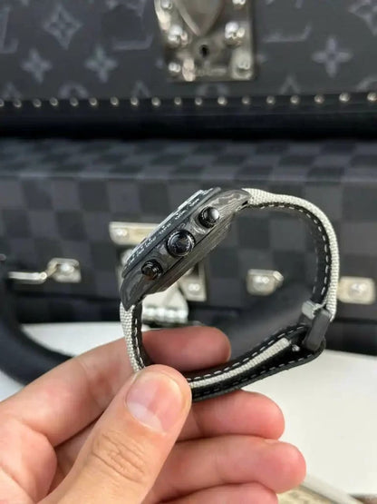 Carbon Fiber Chronograph Watch with Panda Dial