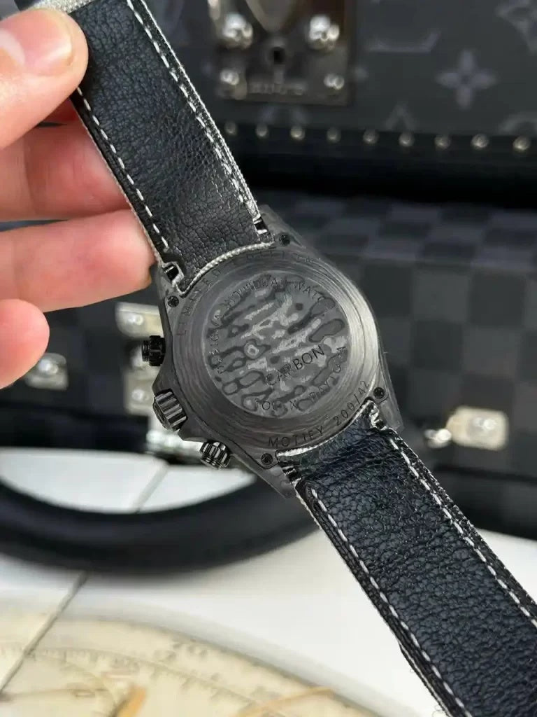 Carbon Fiber Chronograph Watch with Panda Dial