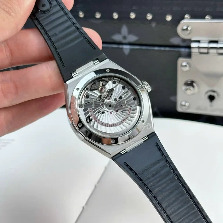 Octagonal Roman Bezel Automatic Mechanical Watch for Men, Meteorite Dial with Crocodile Grain Leather Strap