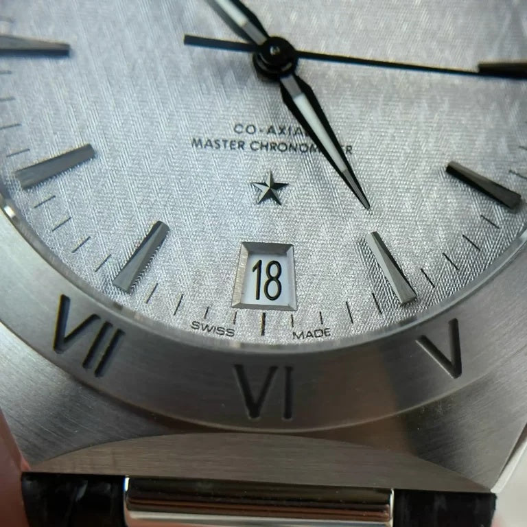 Octagonal Roman Bezel Automatic Mechanical Watch for Men, Meteorite Dial with Crocodile Grain Leather Strap