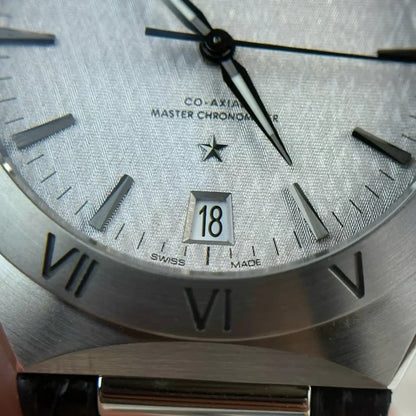 Octagonal Roman Bezel Automatic Mechanical Watch for Men, Meteorite Dial with Crocodile Grain Leather Strap
